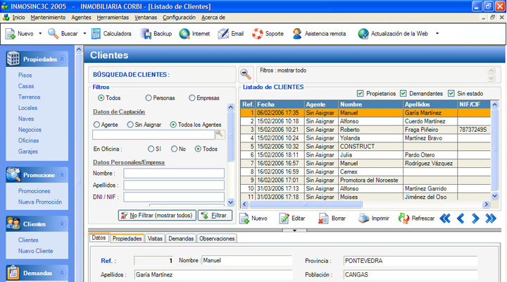 Clientes - Panel de control